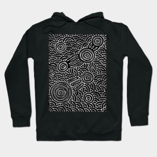 Aboriginal Art - Meeting Places Black Hoodie